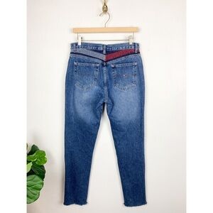 VTG Y2K Tommy Hilfiger High Waisted Embroidered Raw Hem Jeans Sz 29